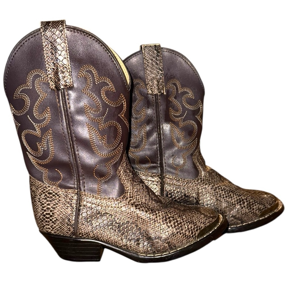 Smoky Mountain Boots Western Cowboy Boots Snakeskin Print Brown — Size 11.5 D - Picture 3 of 10